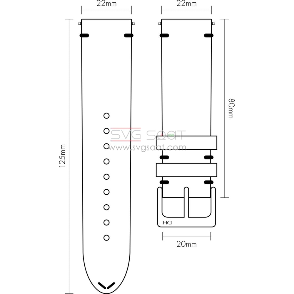 R4131R RODER DERİ KAYIŞ - BL-RED - 22MM