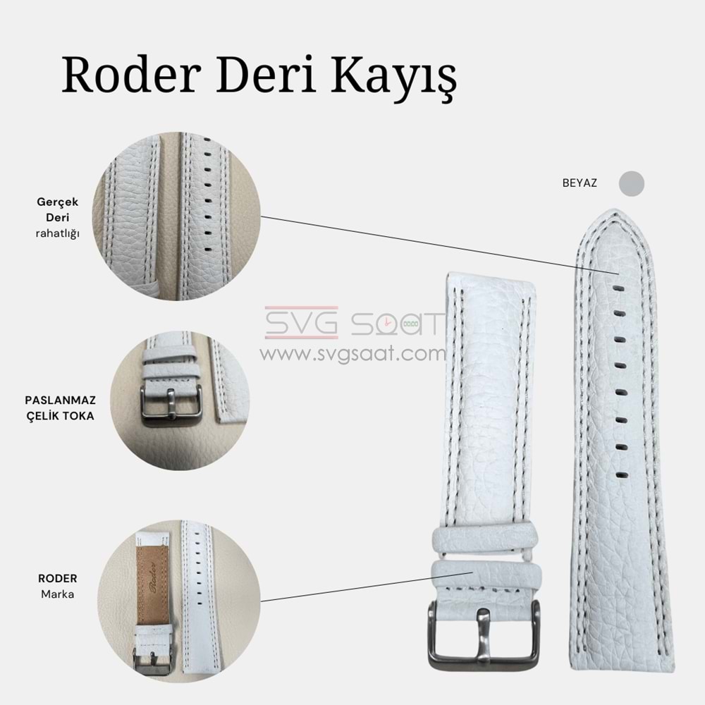 R4131S RODER DERİ KAYIŞ - BEYAZ - 24MM