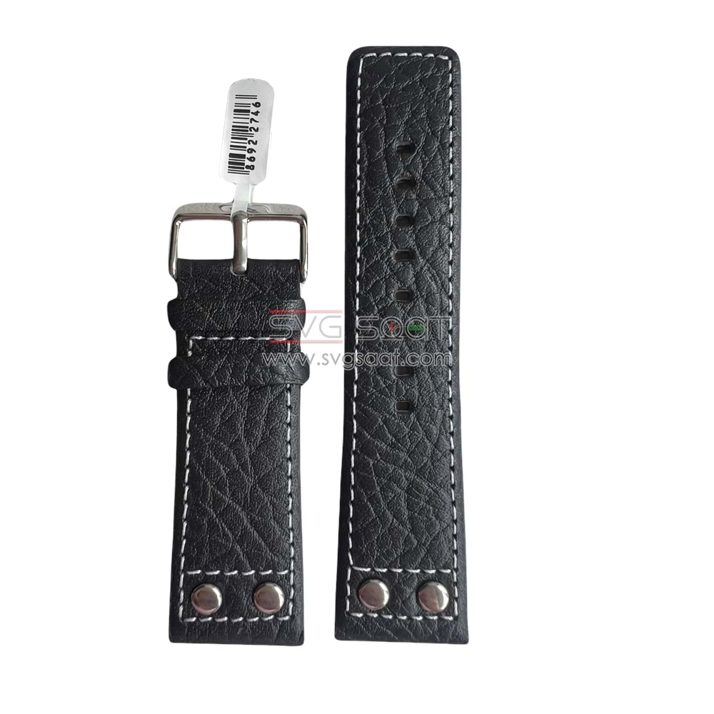 R4133W RODER DERİ KAYIŞ - SİYAH-BEYAZ - 24MM