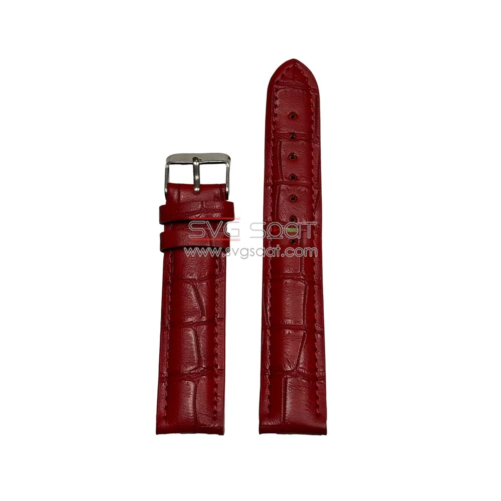 C285 DERİ SAAT KAYIŞI - RED - 20MM