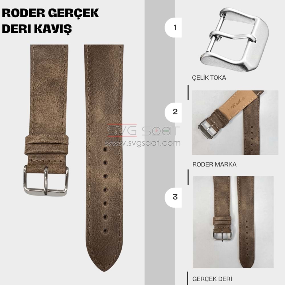 R4154S RODER DERİ KAYIŞ - TABA - 24MM