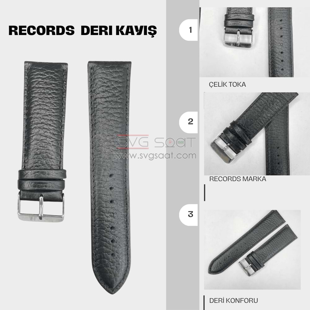 RC3002S RECORDS DERİ KAYIŞ - SİYAH - 16MM