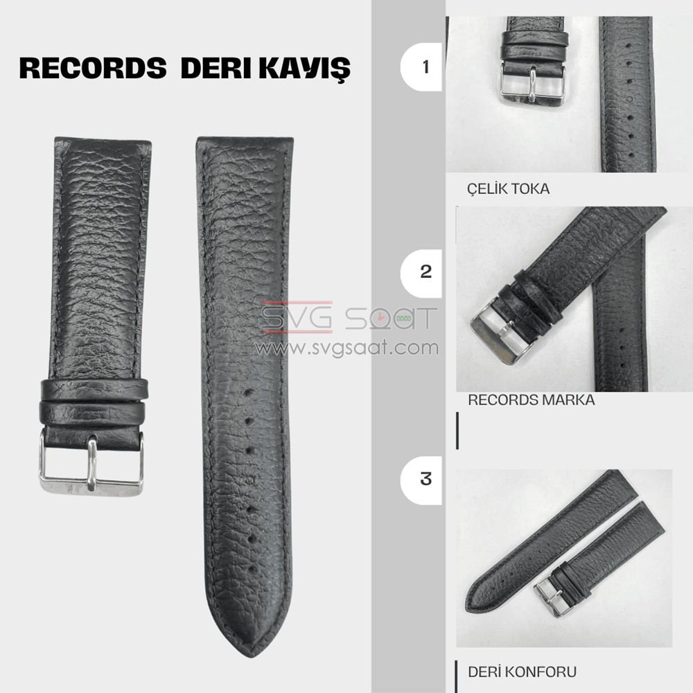 RC3002S RECORDS DERİ KAYIŞ - SİYAH