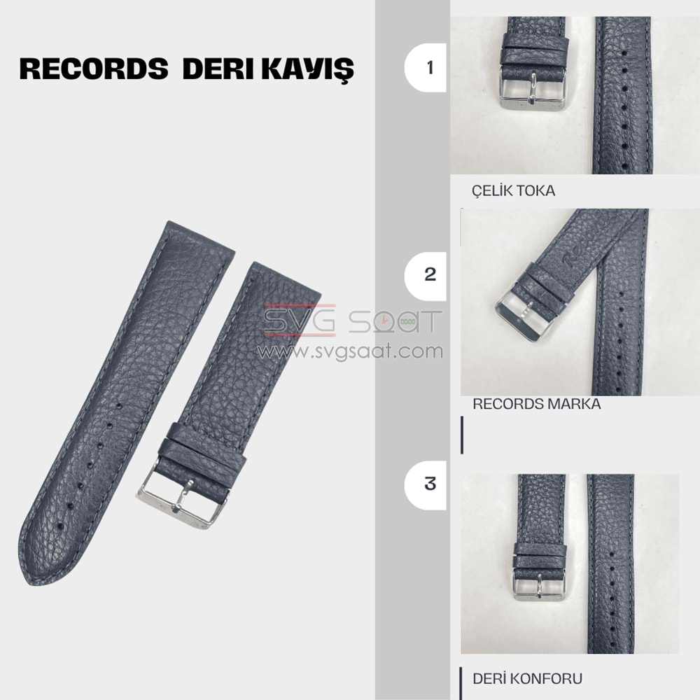 RC3002S RECORDS DERİ KAYIŞ - MAVİ - 20MM