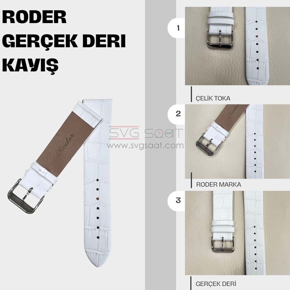 R4147 RODER DERİ KAYIŞ - BEYAZ - 20MM