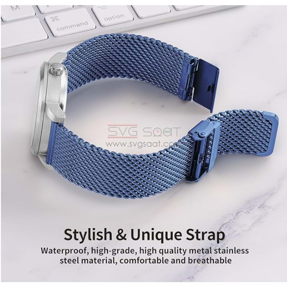 PASLANMAZ ÇELİK KORDON MK1003 - BLUE - 18MM