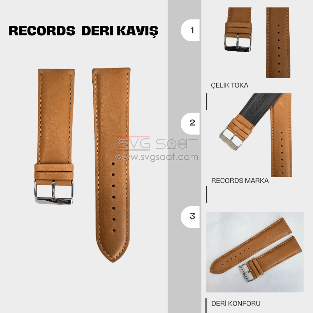 RC3001S RECORDS DERİ KAYIŞ - AÇIK KAHVE - 24MM