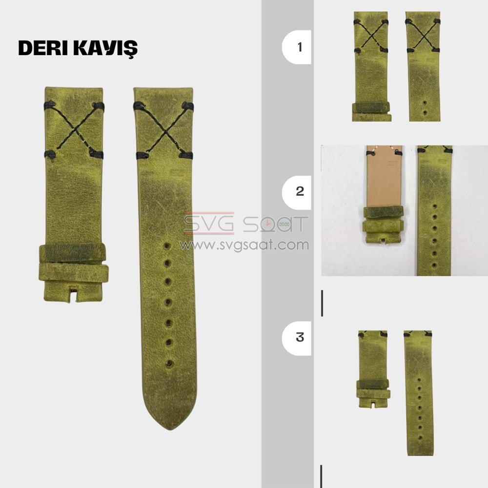 N1002S NUBUK DERİ KORDON - YEŞİL - 22MM