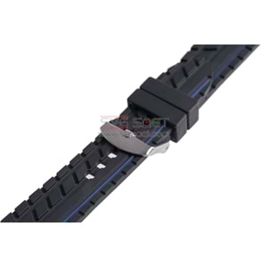 A-34 Silikon Kordon - SİYAH - MAVİ - 24MM