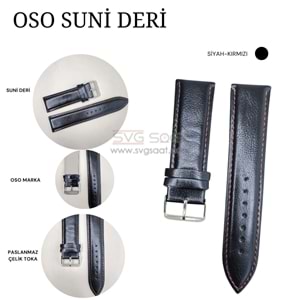 OSO 3561 XL Saat Kordonu - SİYAH - KIRMIZI - 18MM
