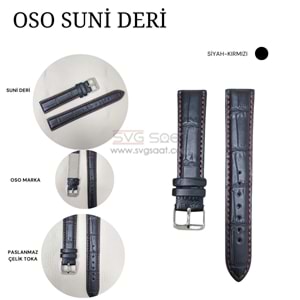 OSO 3556 Saat Kordonu - SİYAH - KIRMIZI - 18MM