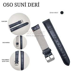 OSO 3556 Saat Kordonu - SİYAH - MAVİ - 18MM