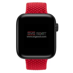 Apple watch uyumlu Örgülü silikon kordon - KIRMIZI - 42/44 - M/L