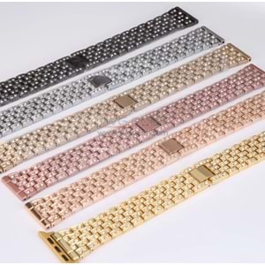 Apple watch uyumlu taş işlemeli metal kordon - SİLVER - 44MM