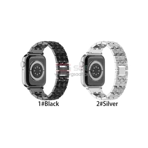 Apple watch uyumlu taş işlemeli metal kordon - SİLVER - 44MM