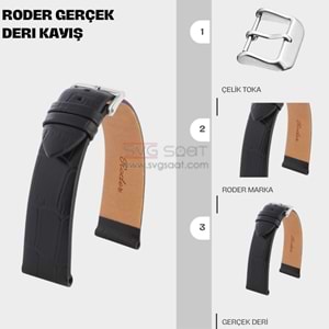 R4173 RODER DERİ KAYIŞ - SİYAH - 20MM