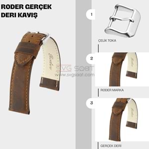 R4154S RODER DERİ KAYIŞ - KAHVERENGİ - 22MM