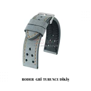 R4152O RODER DERİ KAYIŞ - GRİ-TURUNCU - 22X22MM