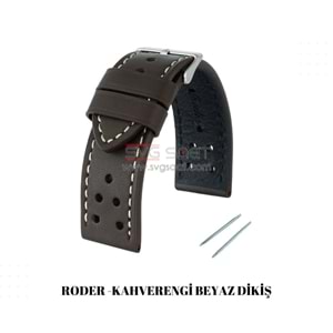 R4152W RODER DERİ KAYIŞ - KAHVERENGİ-BEYAZ - 24X24MM
