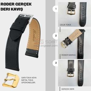 R4150S RODER DERİ KAYIŞ - SİYAH - 18MM