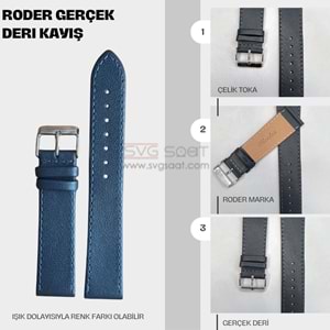 R4150S RODER DERİ KAYIŞ - LACİVERT - 18MM