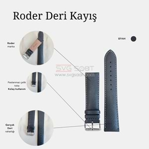 R4107 RODER DERİ KAYIŞ - BL - 18MM