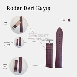 R4107 RODER DERİ KAYIŞ - BORDO - 18MM