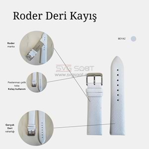 R4107 RODER DERİ KAYIŞ - BEYAZ - 18MM