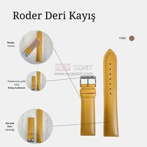 R4107 RODER DERİ KAYIŞ - SARI - 18MM