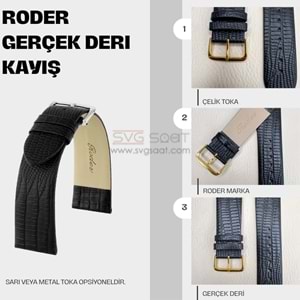 R4148 RODER DERİ KAYIŞ - SİYAH - 24MM