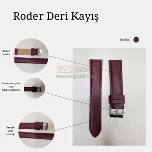 R4106S RODER DERİ KAYIŞ - BORDO - 18MM