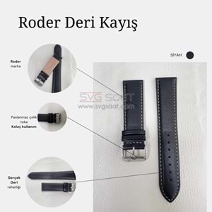R4106W RODER DERİ KAYIŞ - SİYAH - BEYAZ - 18MM
