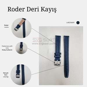 R4106W RODER DERİ KAYIŞ - LACİVERT - BEYAZ - 14MM