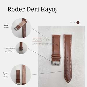 R4106W RODER DERİ KAYIŞ - KAHVERENGİ - BEYAZ - 18MM