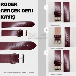 R4146 RODER DERİ KAYIŞ - BORDO - 12MM