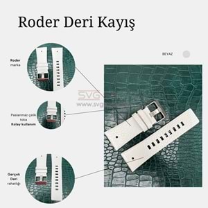 R4110 RODER DERİ KAYIŞ - BEYAZ - 28X24MM