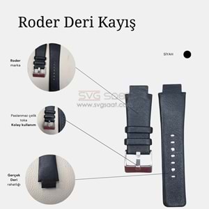 R4112 RODER DERİ KAYIŞ - SİYAH - 18MM