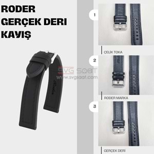 R4145S RODER DERİ KAYIŞ - SİYAH - 18MM