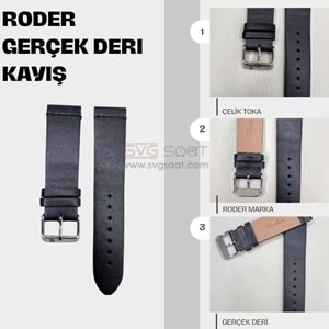 R4143S RODER DERİ KAYIŞ - SİYAH - 20MM