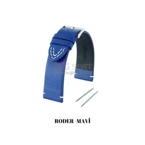 R4143W RODER DERİ KAYIŞ - MAVİ-BEYAZ - 20MM
