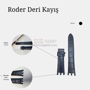 R4118S RODER DERİ KAYIŞ - SİYAH - 22MM