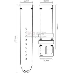 R4118S RODER DERİ KAYIŞ - SİYAH - 22MM
