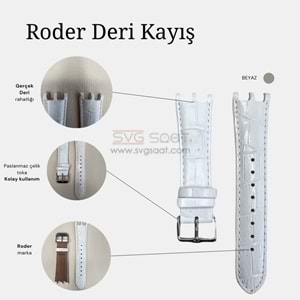 R4118S RODER DERİ KAYIŞ - BEYAZ - 22MM