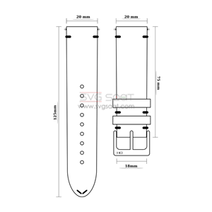 R4142W RODER DERİ KAYIŞ - SİYAH-BEYAZ - 20MM