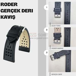 R4141S RODER DERİ KAYIŞ - SİYAH - 24MM
