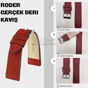 R4138S RODER DERİ KAYIŞ - BORDO - 22MM