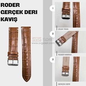 R4137W RODER DERİ KAYIŞ - TABA-BEYAZ