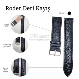 R4135S RODER DERİ KAYIŞ - SİYAH - 18 MM