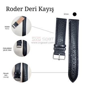 R4135S RODER DERİ KAYIŞ - SİYAH - 20 MM