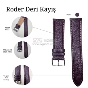 R4135W RODER DERİ KAYIŞ - MOR-BEYAZ - 22MM